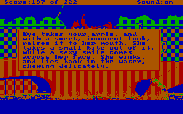 Leisure Suit Larry in the Land of the Lounge Lizards IBM PC/Compatibles Screenshot: Success! Larry might have finally won the game!