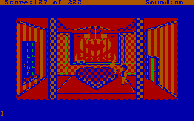 Leisure Suit Larry in the Land of the Lounge Lizards IBM PC/Compatibles Screenshot: The honeymoon suite with Fawn...