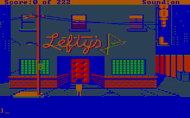 Leisure Suit Larry in the Land of the Lounge Lizards IBM PC/Compatibles Screenshot: Game start outside Lefty's Bar...