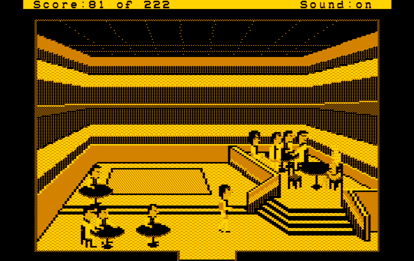 Leisure Suit Larry in the Land of the Lounge Lizards IBM PC/Compatibles Screenshot: Hey, who's that at the the table?