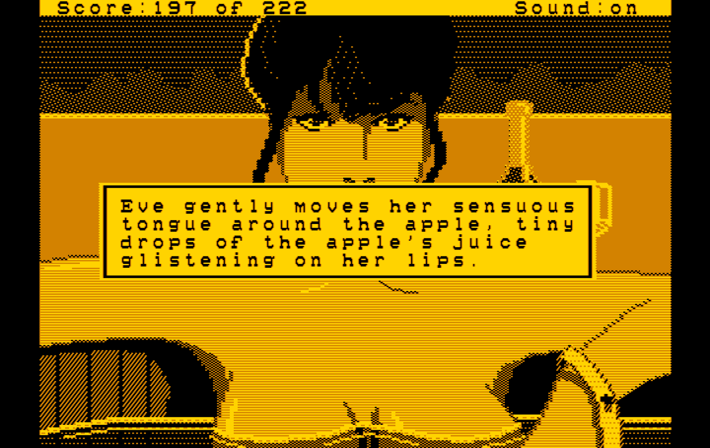 Leisure Suit Larry in the Land of the Lounge Lizards IBM PC/Compatibles Screenshot: Description during the game ending.