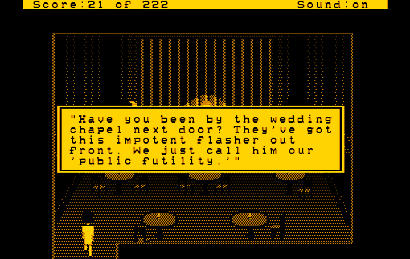 Leisure Suit Larry in the Land of the Lounge Lizards IBM PC/Compatibles Screenshot: One of the bad jokes...and clues!