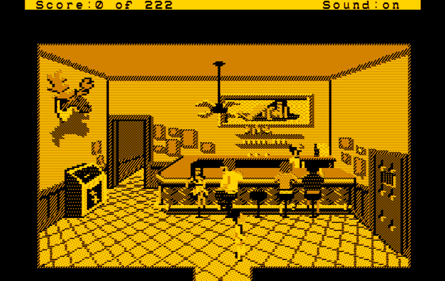 Leisure Suit Larry in the Land of the Lounge Lizards IBM PC/Compatibles Screenshot: Entering Lefty's Bar...