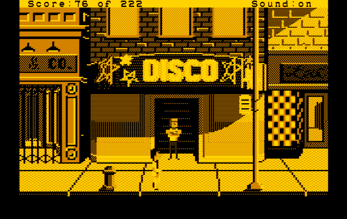Leisure Suit Larry in the Land of the Lounge Lizards IBM PC/Compatibles Screenshot: Time to visit the disco!