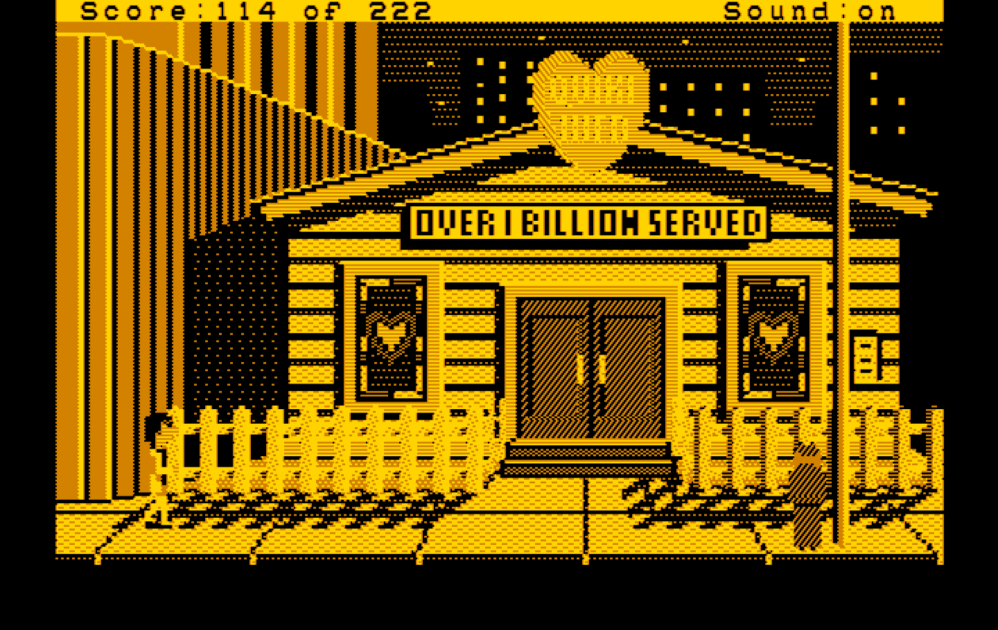 Leisure Suit Larry in the Land of the Lounge Lizards IBM PC/Compatibles Screenshot: Outside the Quiki-Wed.