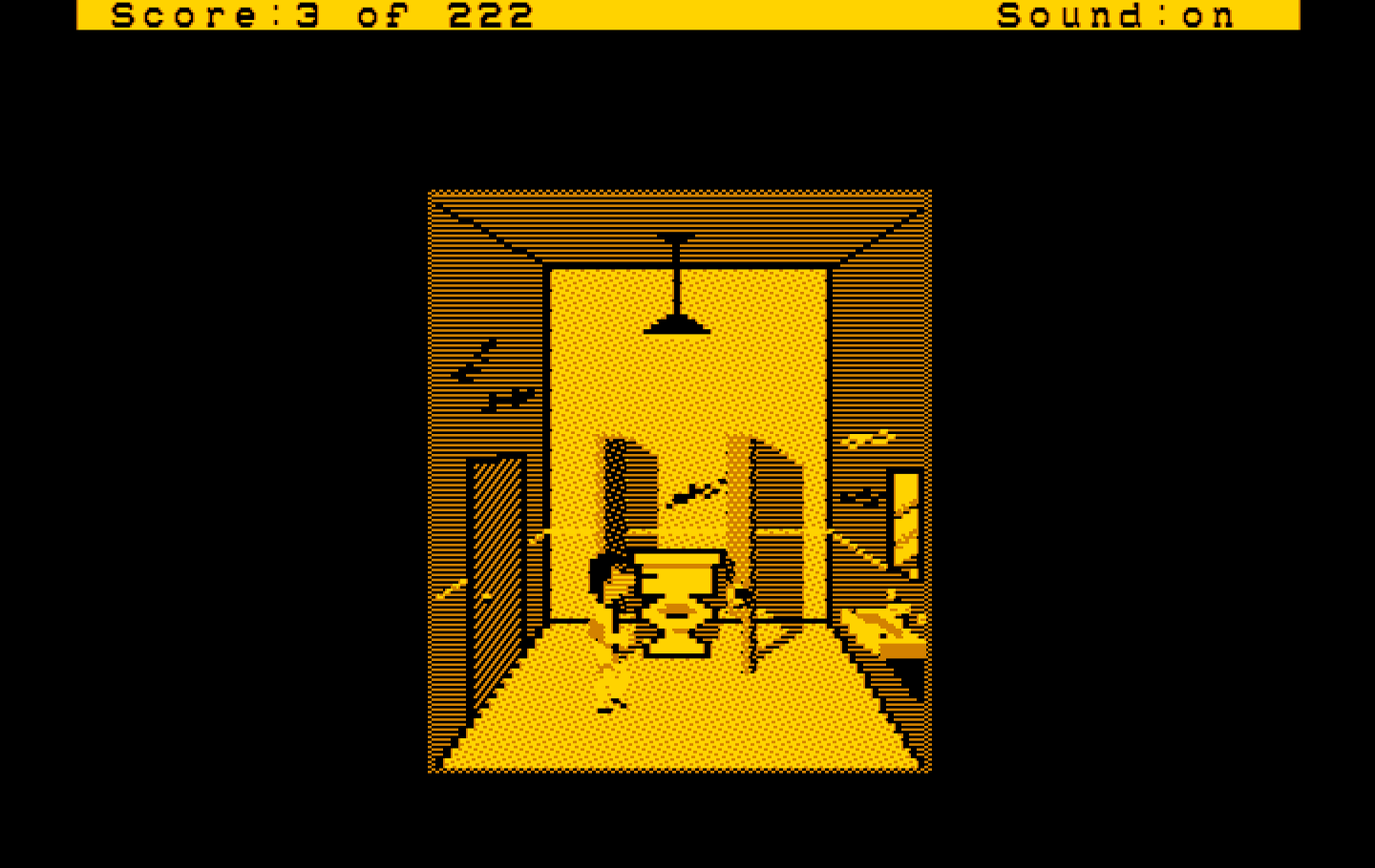 Leisure Suit Larry in the Land of the Lounge Lizards IBM PC/Compatibles Screenshot: Exploring the bathroom...