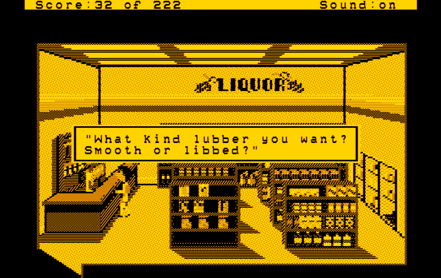 Leisure Suit Larry in the Land of the Lounge Lizards IBM PC/Compatibles Screenshot: Inside the Quiki-Mart.