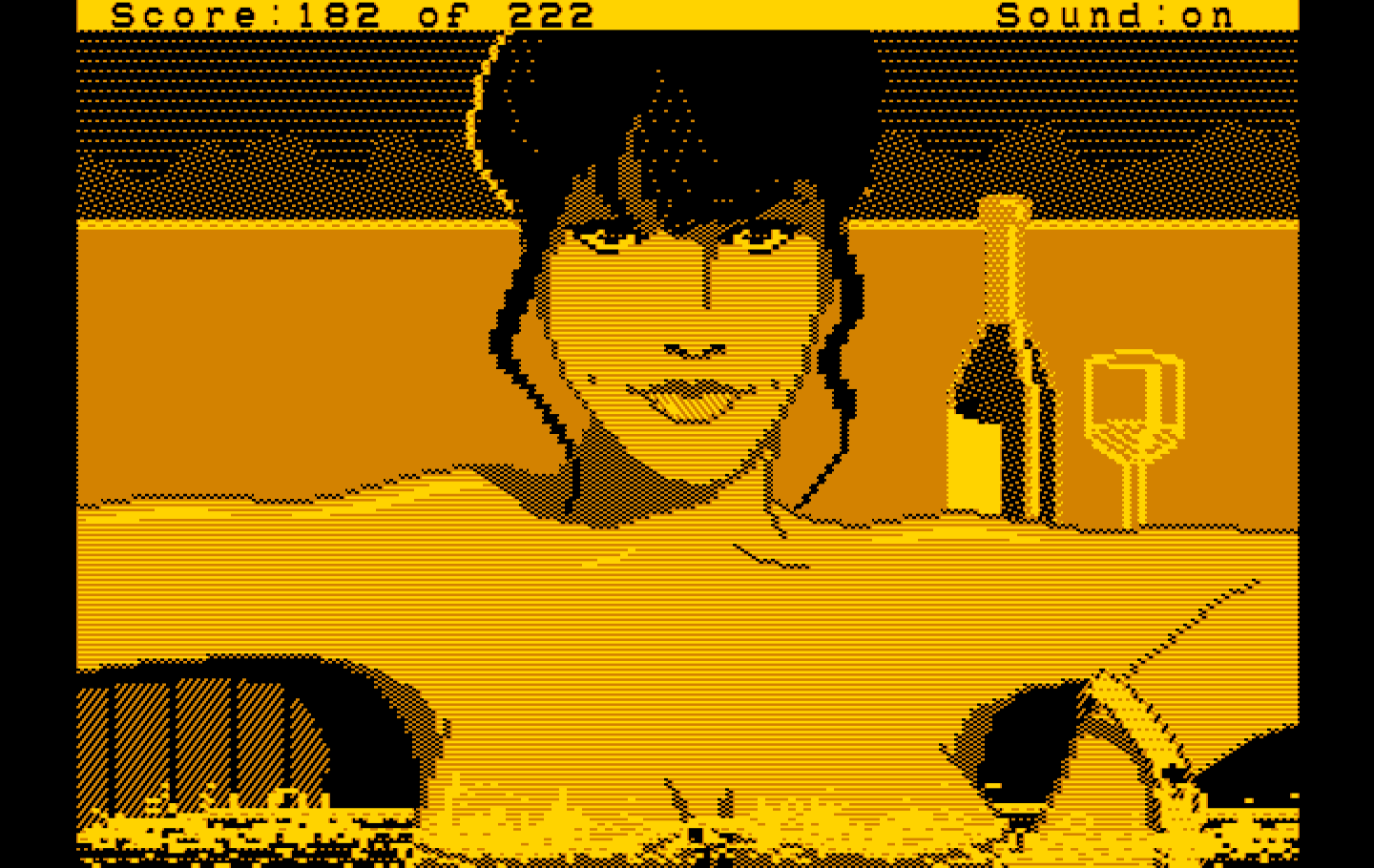 Leisure Suit Larry in the Land of the Lounge Lizards IBM PC/Compatibles Screenshot: Closeup view of Eve.