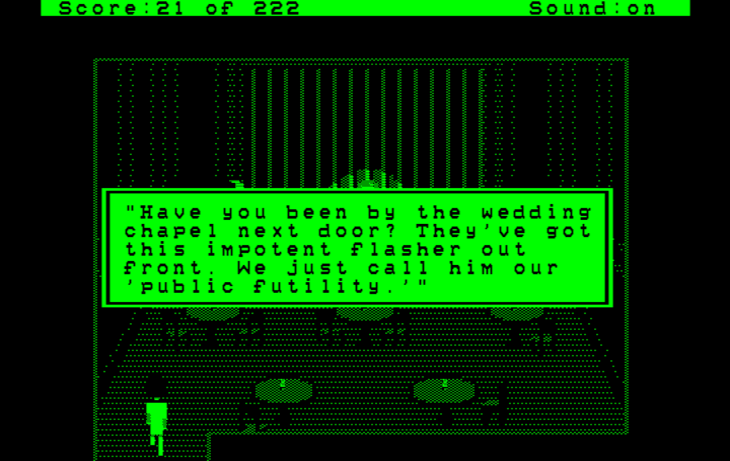Leisure Suit Larry in the Land of the Lounge Lizards IBM PC/Compatibles Screenshot: One of the bad jokes...and clues!