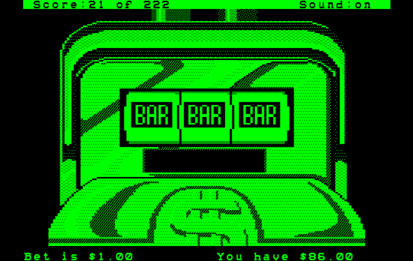 Leisure Suit Larry in the Land of the Lounge Lizards IBM PC/Compatibles Screenshot: Time for some gambling...