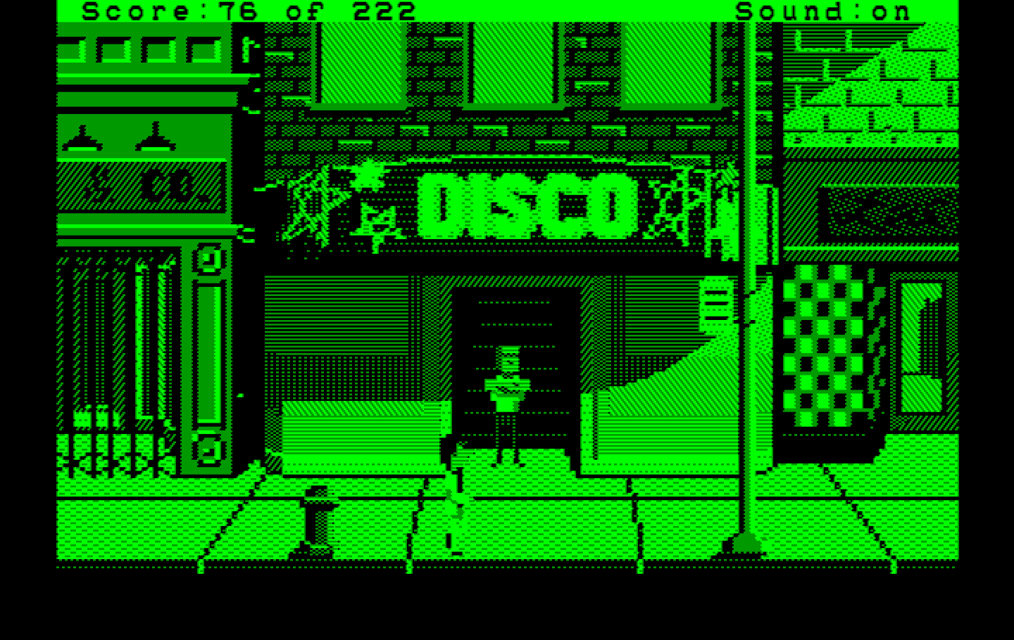 Leisure Suit Larry in the Land of the Lounge Lizards IBM PC/Compatibles Screenshot: Time to visit the disco!