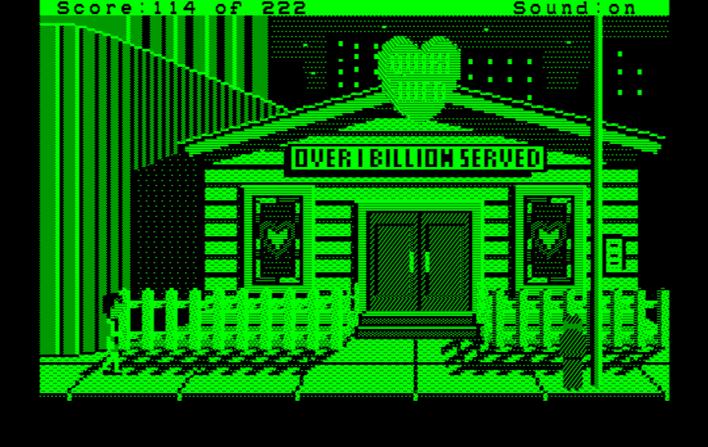 Leisure Suit Larry in the Land of the Lounge Lizards IBM PC/Compatibles Screenshot: Outside the Quiki-Wed.