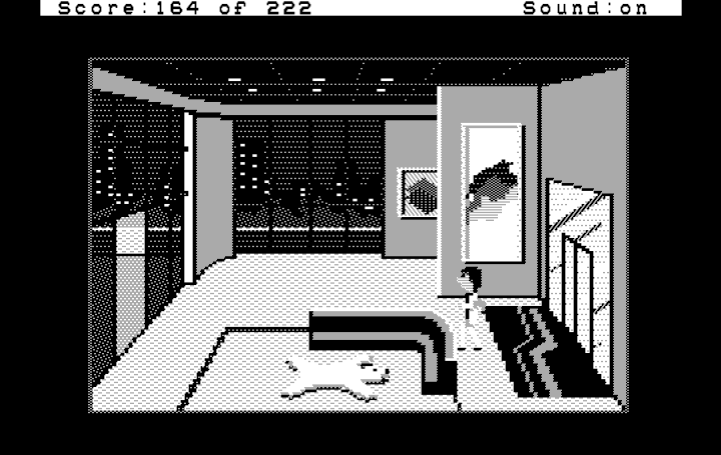 Leisure Suit Larry in the Land of the Lounge Lizards IBM PC/Compatibles Screenshot: Penthouse entrance.
