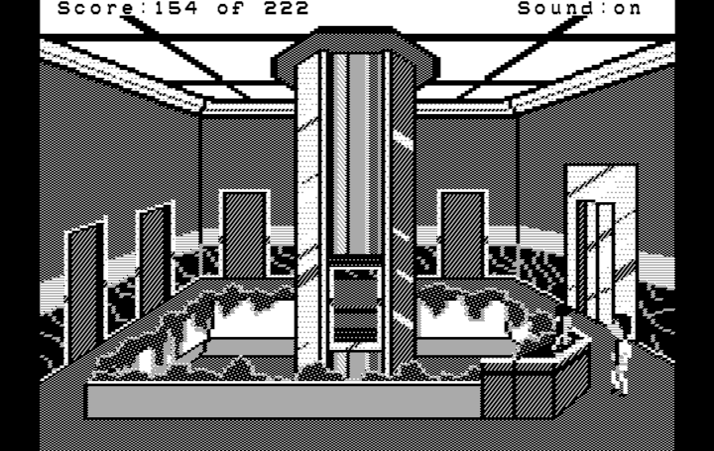 Leisure Suit Larry in the Land of the Lounge Lizards IBM PC/Compatibles Screenshot: Top floor of the hotel.
