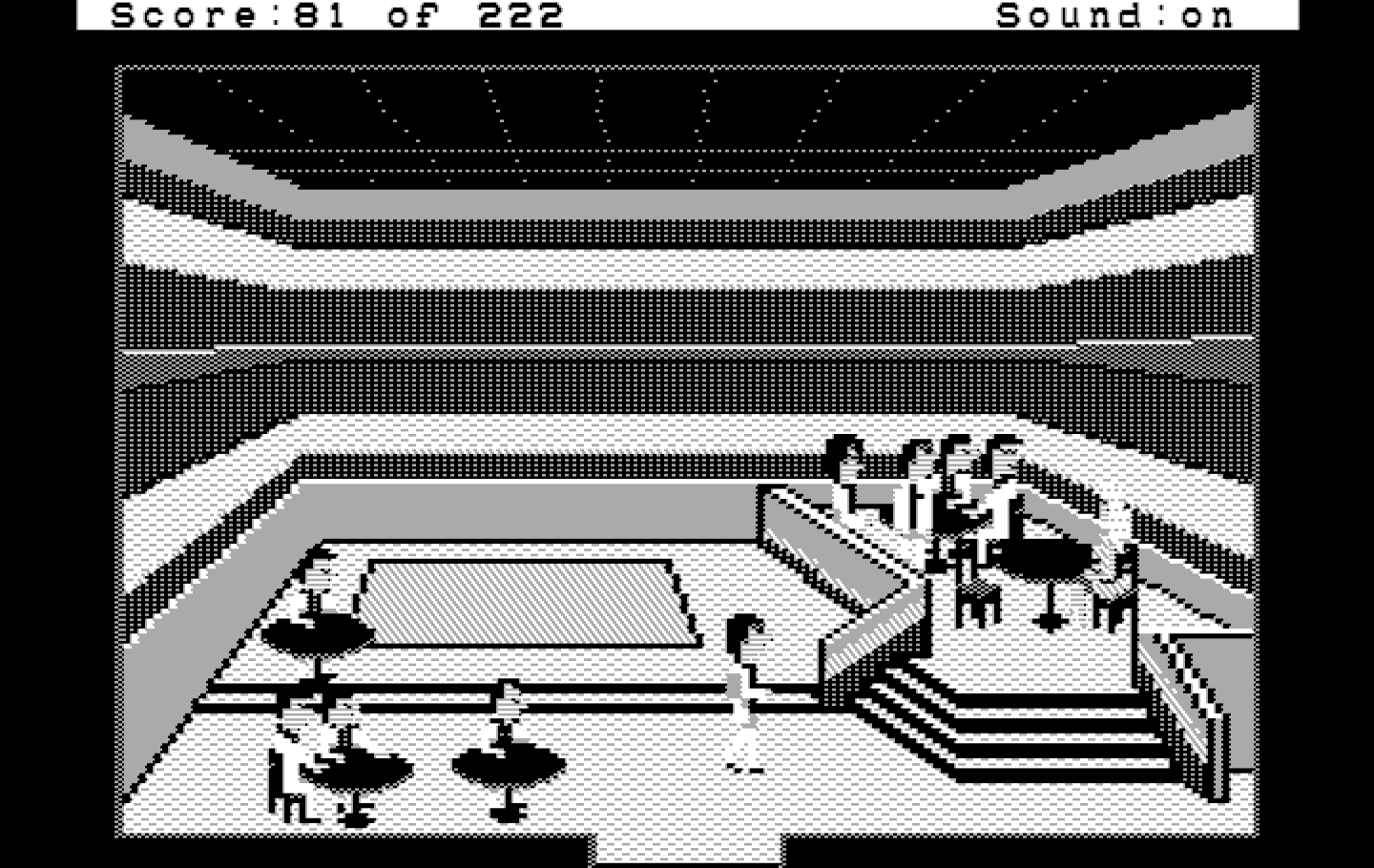 Leisure Suit Larry in the Land of the Lounge Lizards IBM PC/Compatibles Screenshot: Hey, who's that at the the table?
