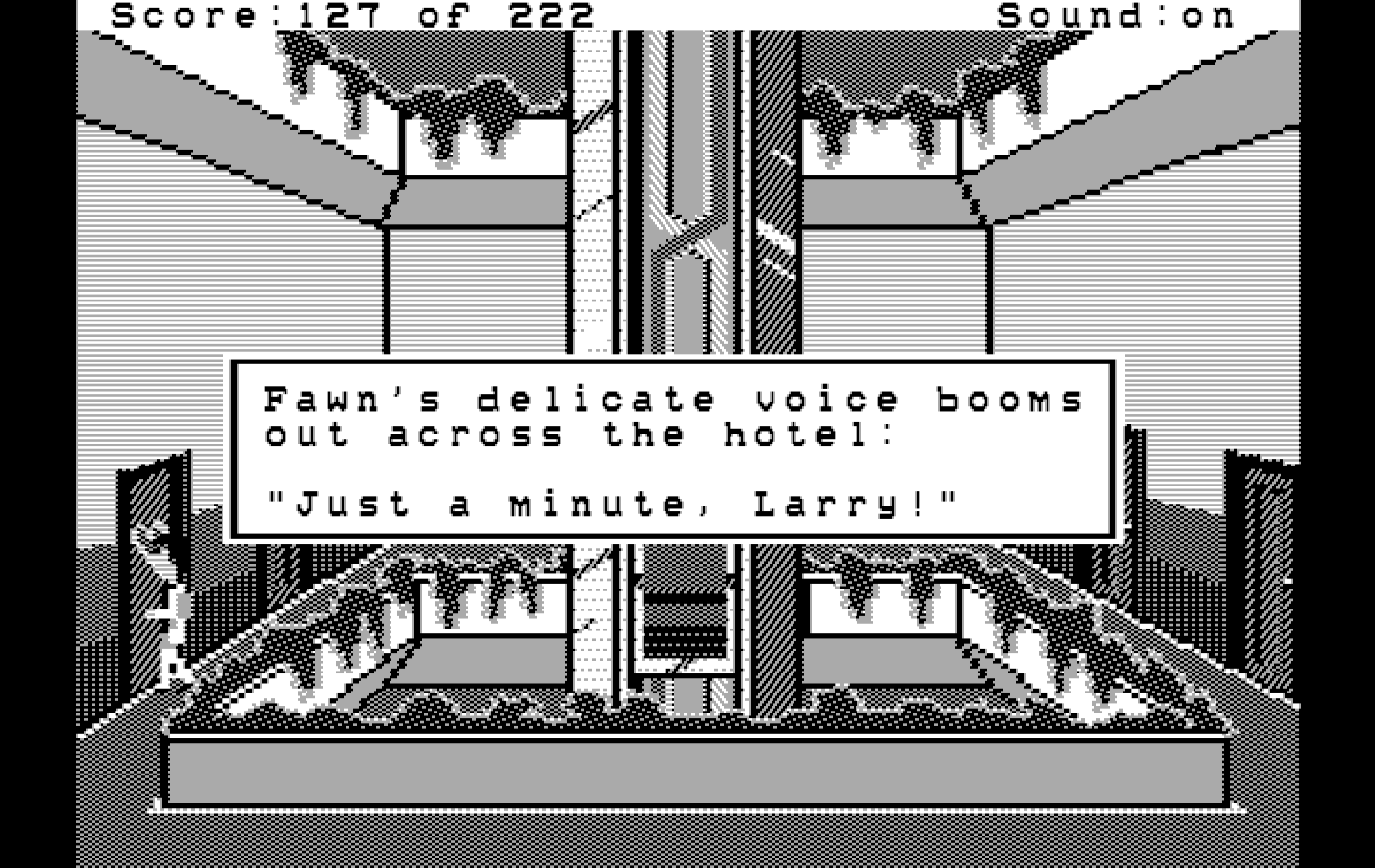 Leisure Suit Larry in the Land of the Lounge Lizards IBM PC/Compatibles Screenshot: The honemoon suite.