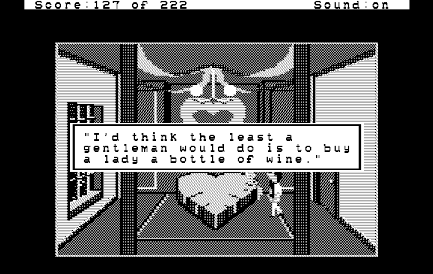 Leisure Suit Larry in the Land of the Lounge Lizards IBM PC/Compatibles Screenshot: Oh, now I need to find some wine!