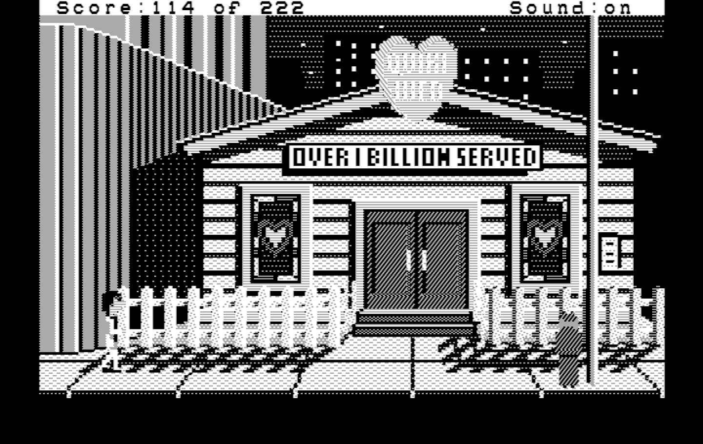 Leisure Suit Larry in the Land of the Lounge Lizards IBM PC/Compatibles Screenshot: Outside the Quiki-Wed.