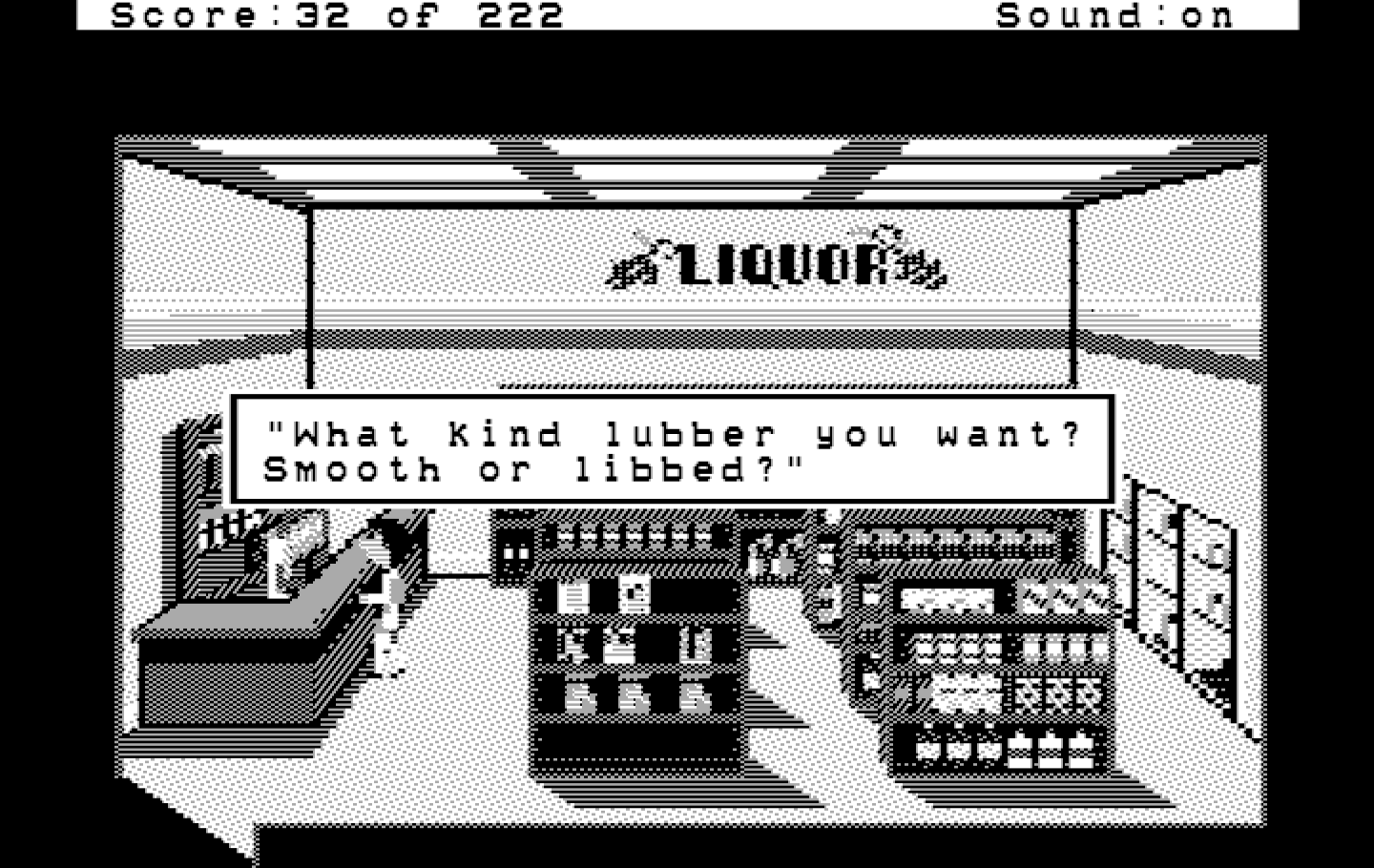 Leisure Suit Larry in the Land of the Lounge Lizards IBM PC/Compatibles Screenshot: Inside the Quiki-Mart.