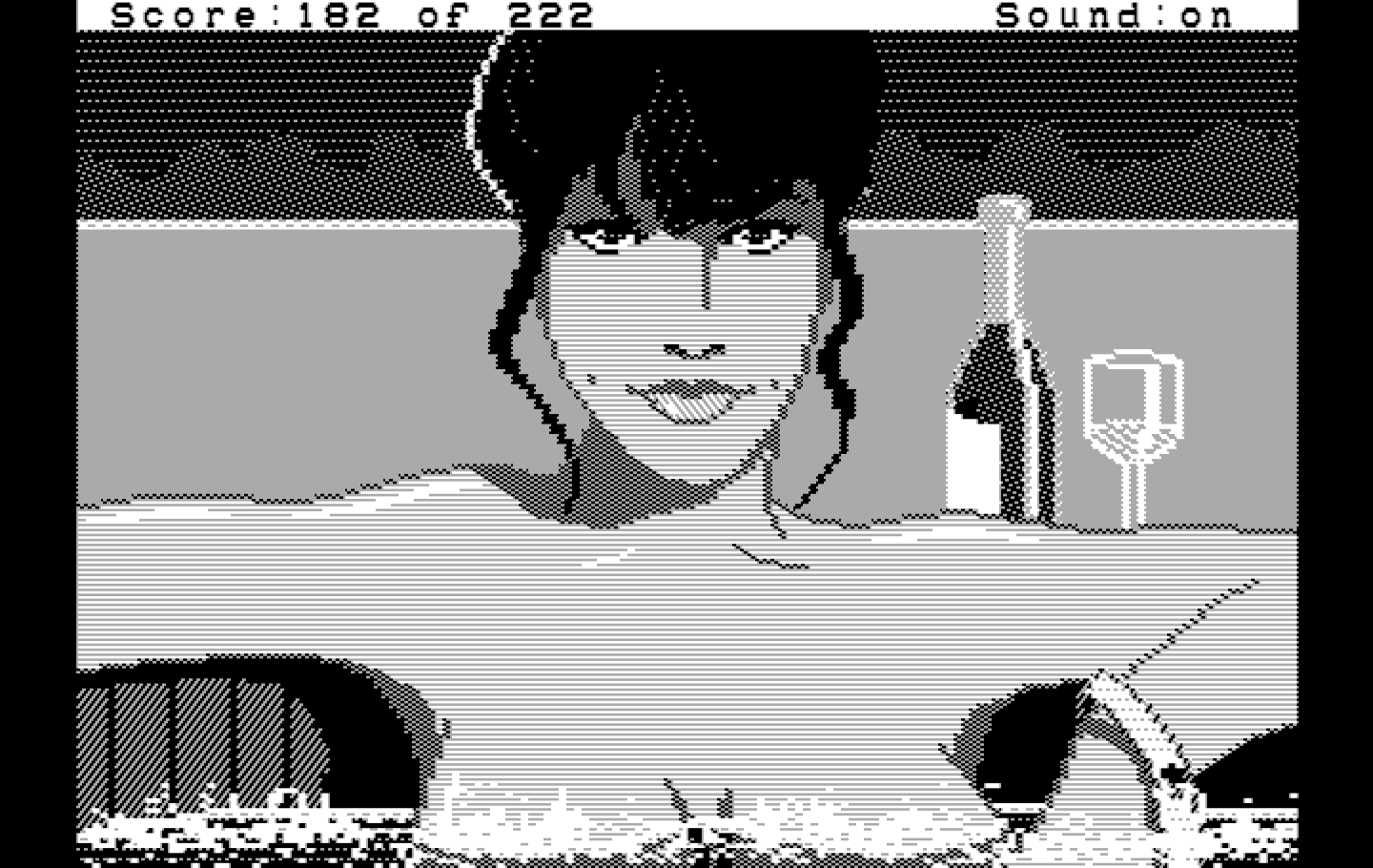 Leisure Suit Larry in the Land of the Lounge Lizards IBM PC/Compatibles Screenshot: Closeup view of Eve.