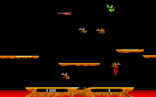 Joust VGA IBM PC/Compatibles Screenshot: The pterodactyl wave...