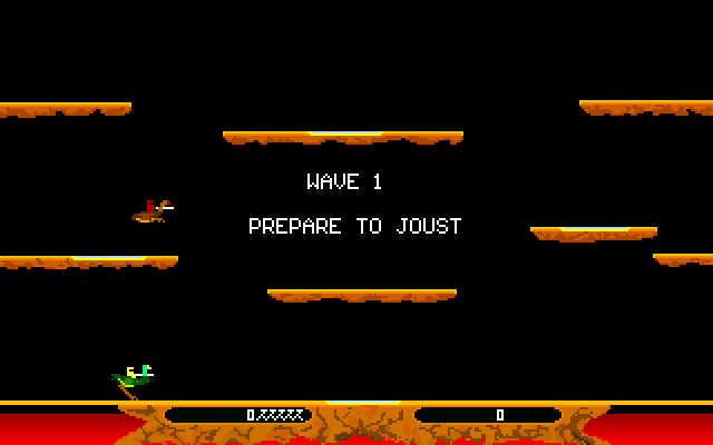 Joust VGA IBM PC/Compatibles Screenshot: Game start.