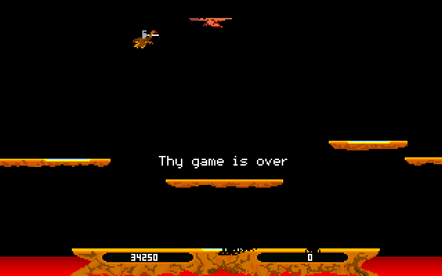Joust VGA IBM PC/Compatibles Screenshot: Game over.