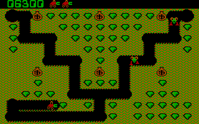 Digger IBM PC/Compatibles Screenshot: Lots to collect on this level!
