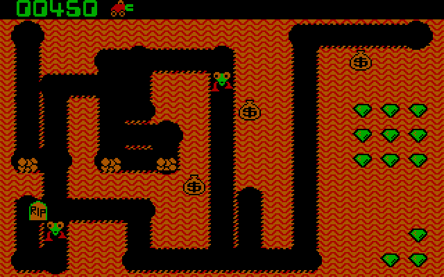 Digger IBM PC/Compatibles Screenshot: RIP; my opponents caught me.