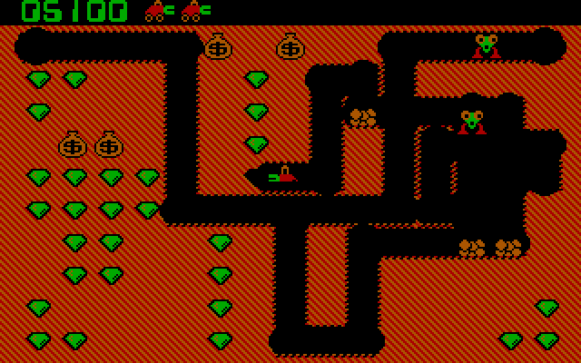 Digger IBM PC/Compatibles Screenshot: Each level features a different layout.