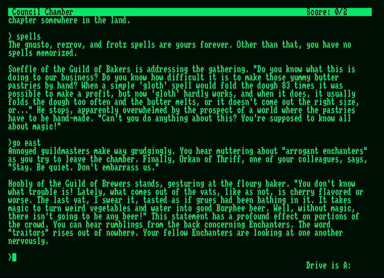 Spellbreaker Amstrad PCW Screenshot: Game start.