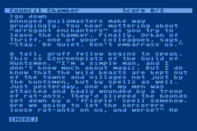 Spellbreaker Atari 8-bit Screenshot: Some more descriptions of my surroundings.