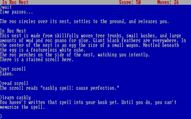 Spellbreaker IBM PC/Compatibles Screenshot: Oops, I don't know this spell yet...