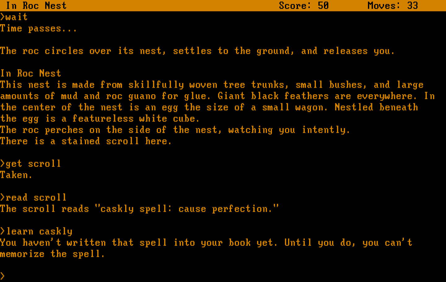 Spellbreaker IBM PC/Compatibles Screenshot: I've been captured; how will I get out of this situation?
