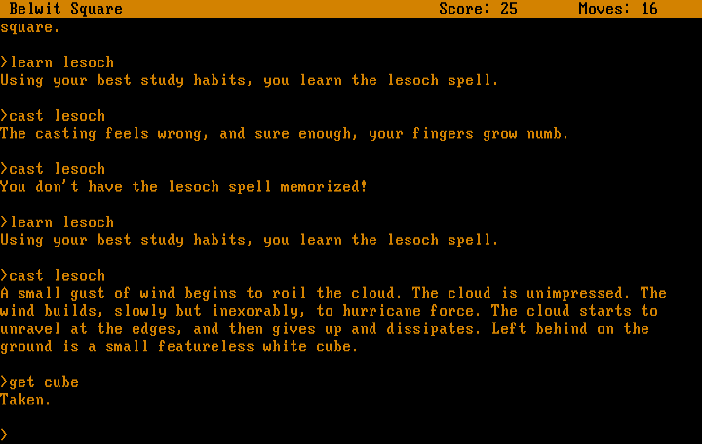 Spellbreaker IBM PC/Compatibles Screenshot: Sometimes casting spells doesn't work.