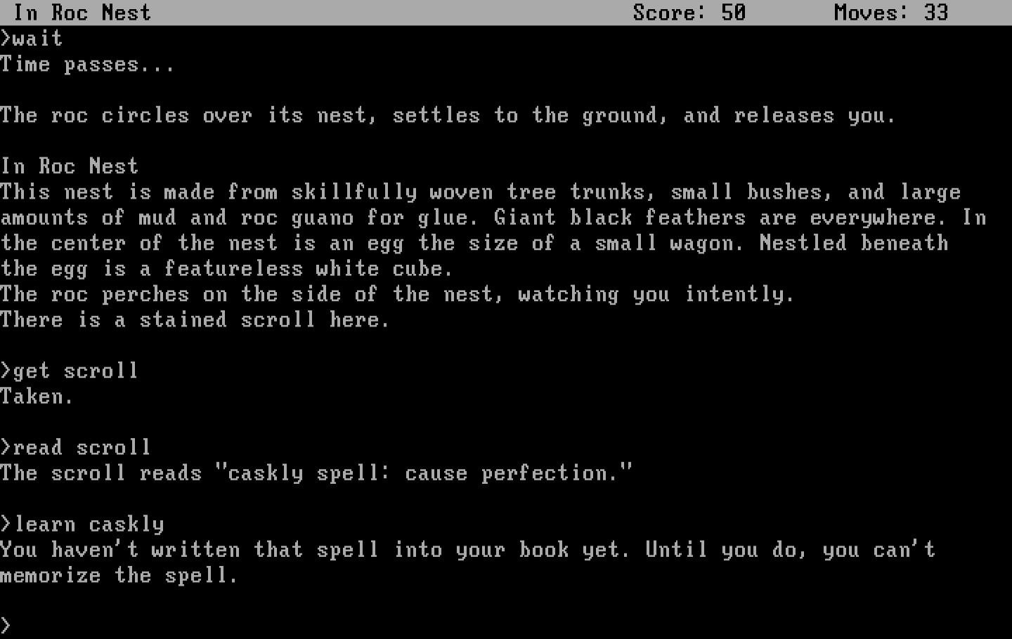 Spellbreaker IBM PC/Compatibles Screenshot: I've been captured; how will I get out of this situation?