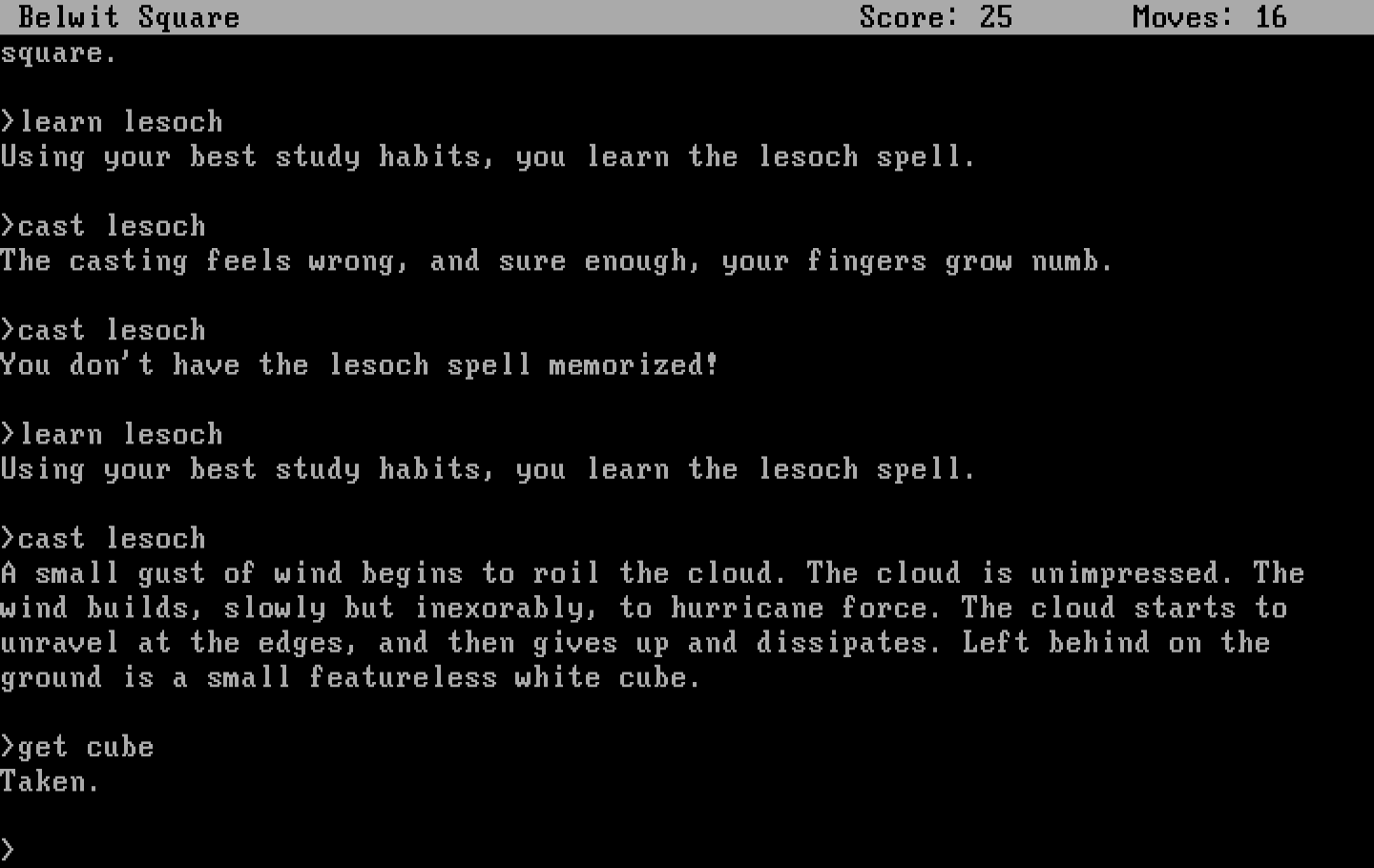 Spellbreaker IBM PC/Compatibles Screenshot: Sometimes casting spells doesn't work.