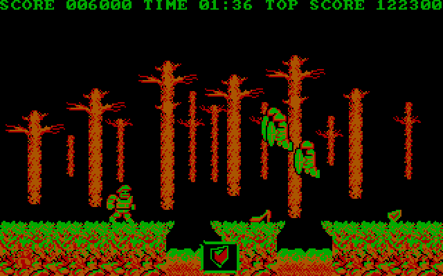 Ghosts 'N Goblins IBM PC/Compatibles Screenshot: Some ghosts prepare to attack!