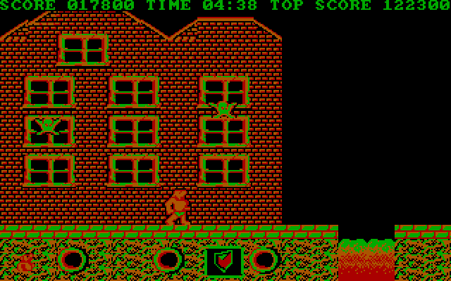 Ghosts 'N Goblins IBM PC/Compatibles Screenshot: Don't fall into those gaps in the platform.