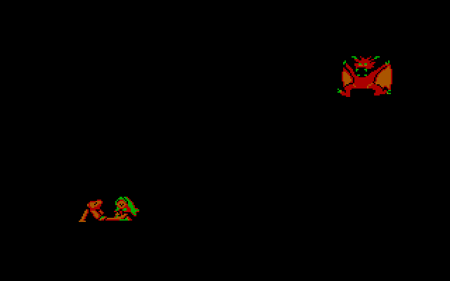 Ghosts 'N Goblins IBM PC/Compatibles Screenshot: Game start; a demon arrives!