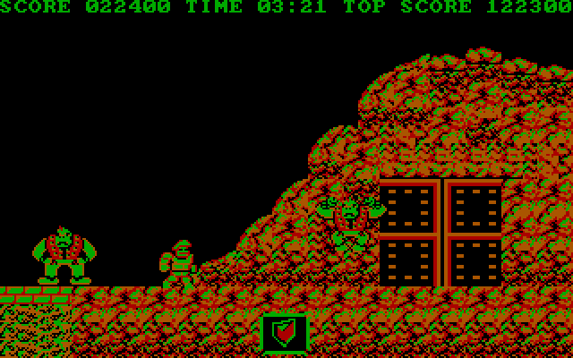 Ghosts 'N Goblins IBM PC/Compatibles Screenshot: Two opponents guard this door!
