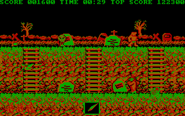 Ghosts 'N Goblins IBM PC/Compatibles Screenshot: Watch out for zombies!