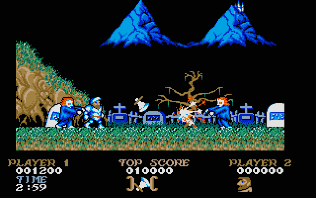 Ghosts 'N Goblins Atari ST Screenshot: Attacking ghouls...