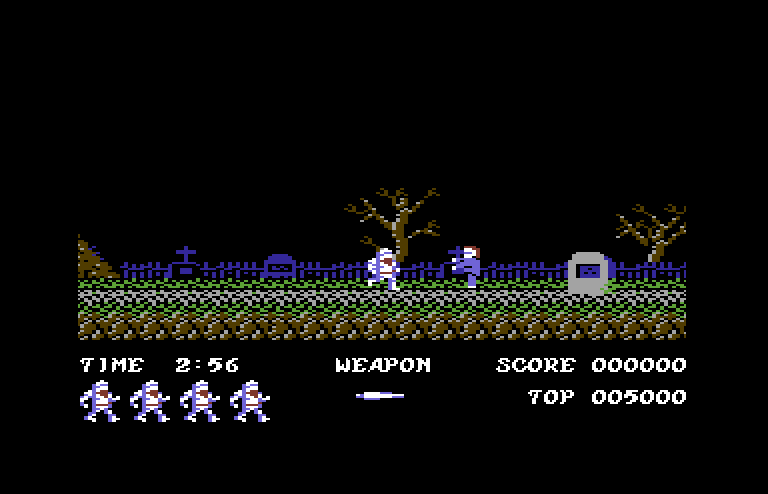Ghosts 'N Goblins Commodore 64 Screenshot: Game start.