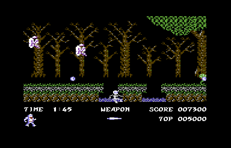 Ghosts 'N Goblins Commodore 64 Screenshot: I was knocked off the platform...