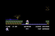 Ghosts 'N Goblins for Commodore 64 - Ride this moving platform across the river...