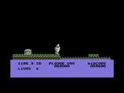 Ghosts 'N Goblins for Commodore 16 & Plus/4 - Jump on the platform to cross the river.