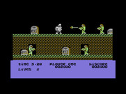 Ghosts 'N Goblins for Commodore 16 & Plus/4 - Running along the upper platform...