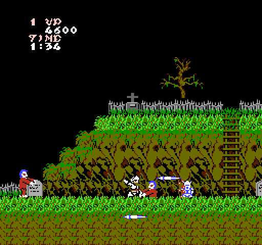 Ghosts 'N Goblins NES / Famicom Screenshot: Blasting zombies!