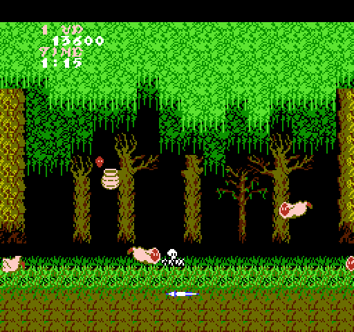 Ghosts 'N Goblins NES / Famicom Screenshot: They got me! I turned into a skeleton...